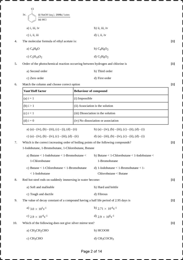 Cbse Class 12 Chemistry Sample Paper With Solutions Set 1 5259