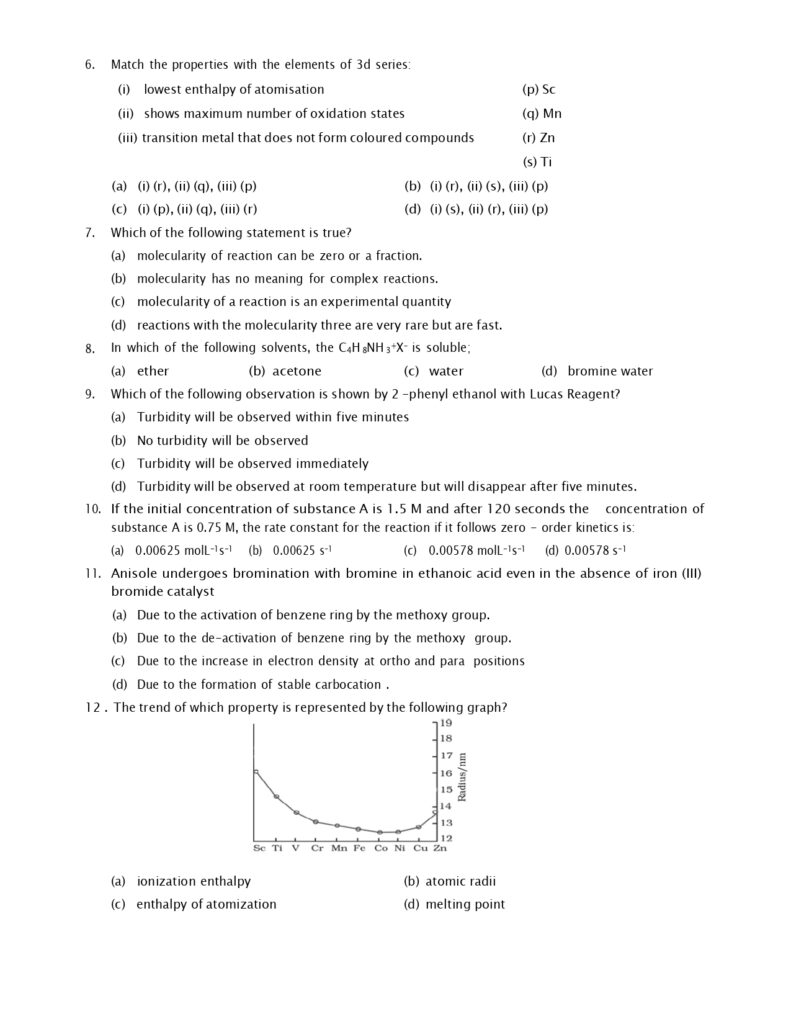 CBSE Sample Paper Class 12 Chemistry 2024 with Solutions Issued by CBSE