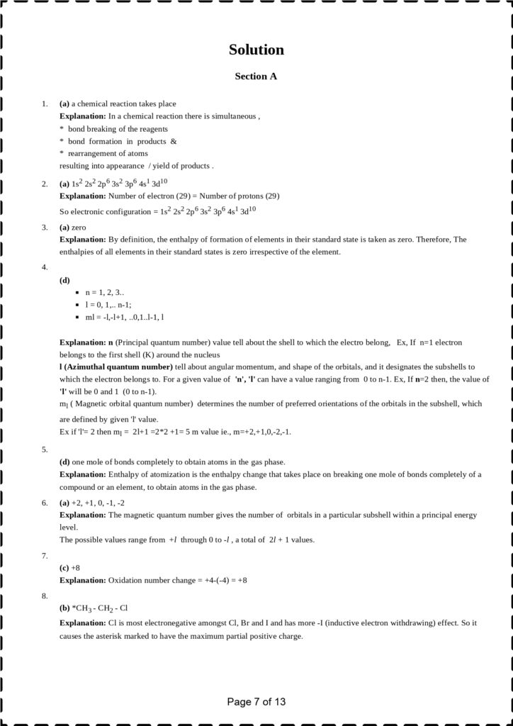 Cbse Class 11 Chemistry Sample Paper With Solution 2023 24 Set 1 Mentor Finds 1125