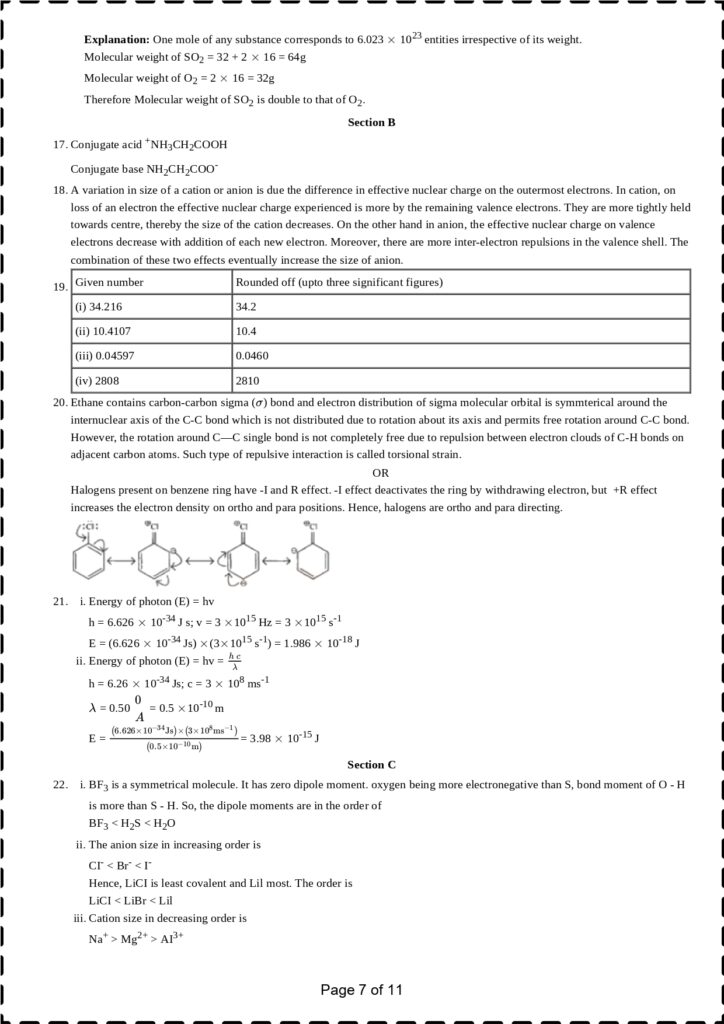 Cbse Class 11 Chemistry Sample Paper With Solution 2024 Set 4 6925